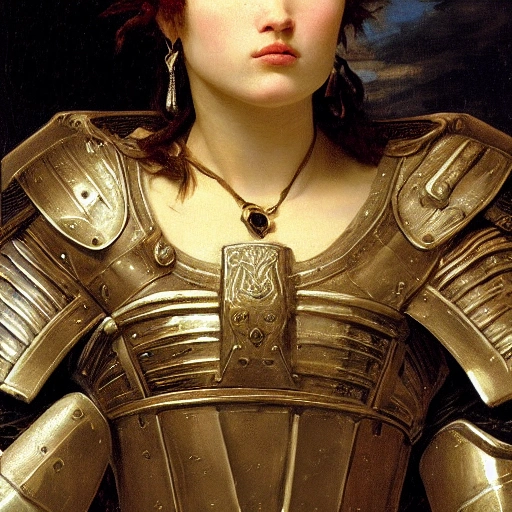 high detail fantasy portrait of a robust female knight wearing armour and face helmet, big lips by alexandre cabanel