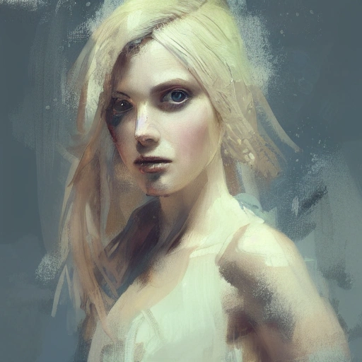 Professional painting of a blonde female early 19th century by Jeremy Mann, Rutkowski and other Artstation illustrators, intricate details, face, portrait, headshot, illustration, UHD, 4K