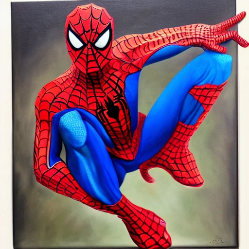 spiderman, 3D, Trippy, Oil Painting