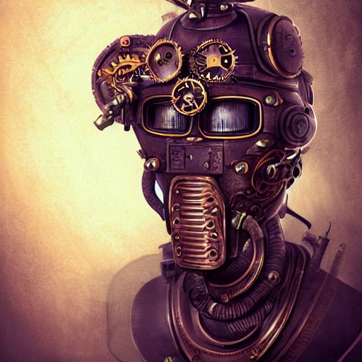 steampunk helmet fantasy art mask robot ninja stylized digital illustration sharp focus, elegant intricate digital painting , 3D