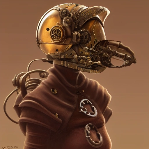 steampunk helmet fantasy art mask robot ninja stylized digital illustration sharp focus, elegant intricate digital painting artstation concept art global illumination ray tracing advanced , Oil Painting, girl, 3D , female , 3D