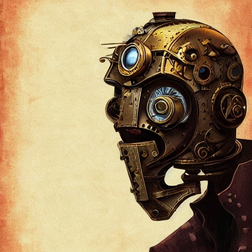 steampunk helmet fantasy art mask robot ninja stylized digital illustration sharp focus, elegant intricate digital painting , 3D, cyberpunk, 3D,