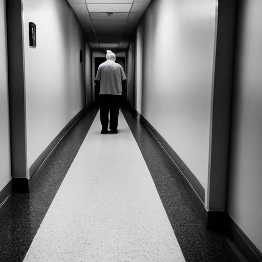 old man in a corridor hospital terror