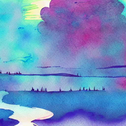 lo-fi ambient music album art cover style, Water Color
