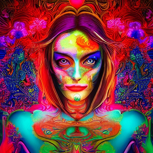 a perfect portrait of lady, an extremely psychedelic experience, colorful, surreal, dramatic lighting, LSD, detailed face, intricate, elegant, highly detailed, digital painting, artstation, concept art, smooth, sharp focus, illustration, professional photo of a beautiful young woman, gorgeous beauty, sweaty pale skin, symmetrical face, wearing red 
sports bra, toned stomach, perfect big boobs, dense voluminous hair, rooftop terrasse gym in background, penthouse environment, cinematic lighting, highly detailed, intricate, sharp focus, (((depth of field))), (((f/1.8))), 85mm, (((professionally color graded))), (((dusk))), soft diffused light, volumetric fog, hdr 4k, 8k

