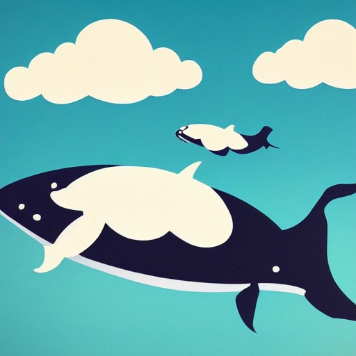 whale in the sky, studio ghibly style realistic, detailed, cel shaded, 3D