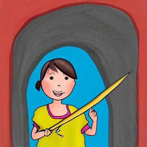 , Cartoon niña de corta edad con un arco y una flecha