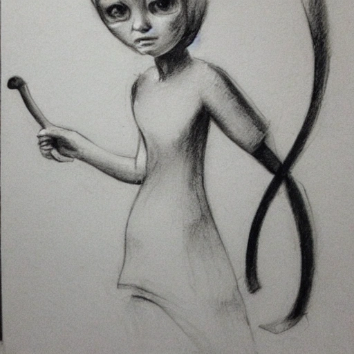 niña de corta edad con un arco y una flecha, Trippy, Pencil Sketch