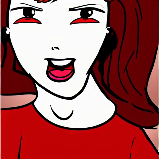 , Cartoon female with red and whine
