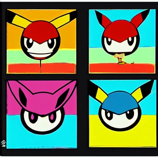 Pokemon in the style of Andy warhol