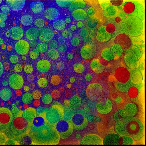 , Water Color, Trippy, dot, pointilist style, seurat, particle, abstract tasting wheel diffusion

