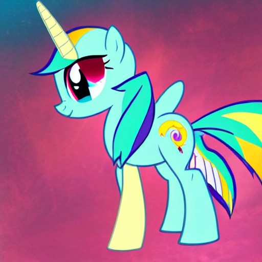 Pony from the cartoon My little Pony friendship is magic, earth pony type, low height, gender female, age adult, skin color orange, mane and tail color turquoise, eye color white, glamorous in nature, wears a bow, Cartoon