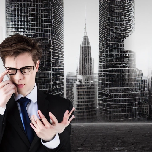 portrait of a pretty office robot spider with cat eyes long wavy blond hair, in office suit, detailed face, looing at the viewer, offce buildings in the background, blurred background, sharp focus, intricate, photographic, award winning photograph, 8k wallpaper, professional studio llghting, trending on artstation