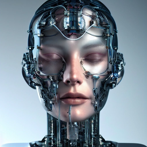 complex 3d render ultra detailed of a beautiful porcelain woman brain, cyborg, robotic parts, 150 mm, beautiful studio soft light, rim light, vibrant details, luxurious cyberpunk, lace, hyperrealistic, cable electric wires, microchip, elegant, beautiful background, octane render, H. R. Giger style, 8k