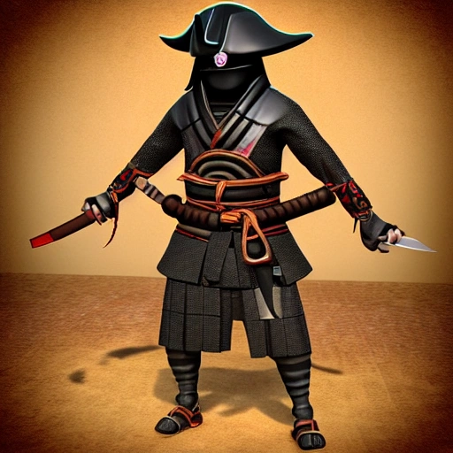 samurai pirate, 3D