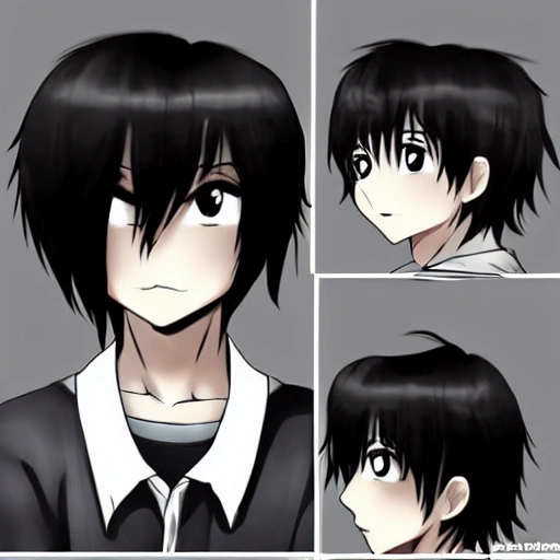 anime boy with black hair and brown eyes