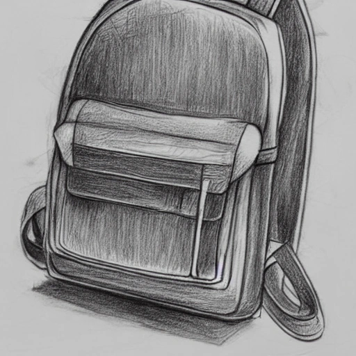 Simple fantasy backpack pencil sketch 