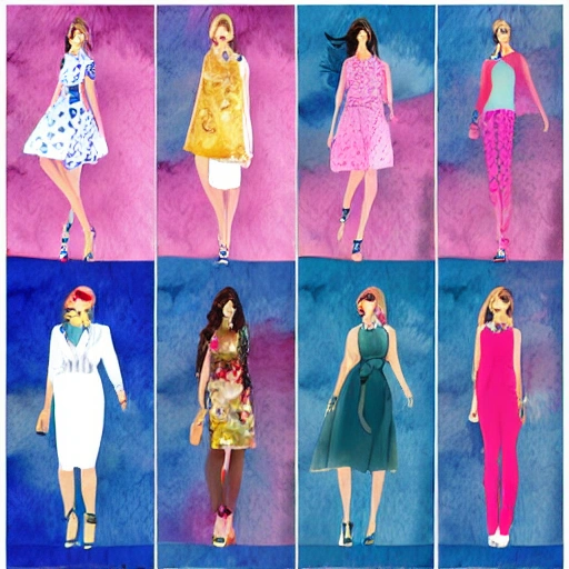 watercolor fashion women clipart set