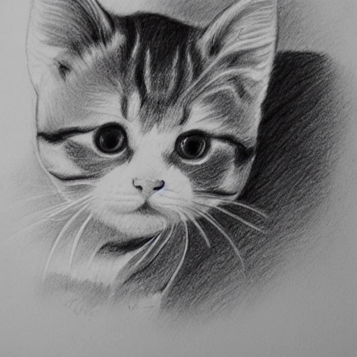 kitty, Pencil Sketch - Arthub.ai