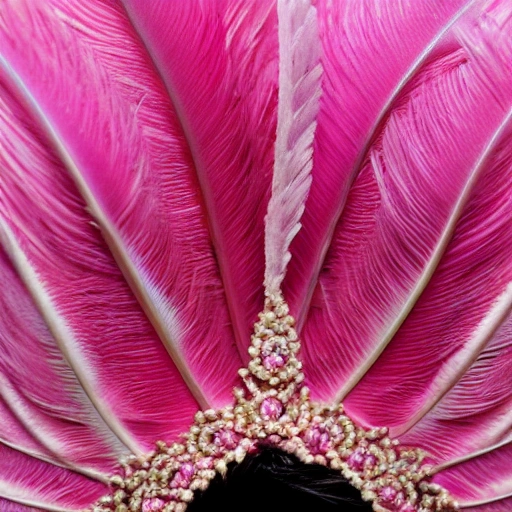  pink feather wings, front view, HD, wearing a crown, 8K, depth of field,