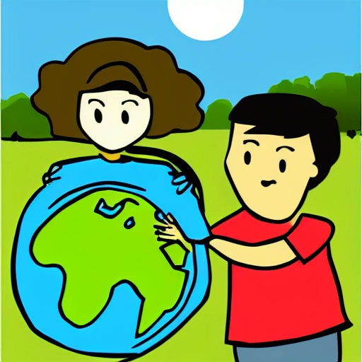 a vector of teacher and student saving the environment., Cartoon