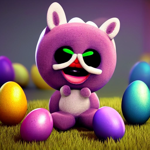 easter egg cute mascot, yummy,photorealistic, 8k, highly rendered, hd, ultra hd, uhd, hdr --v 4 , 3D
