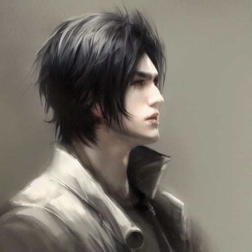 Ruan Jia, night, high-detail human face, realistic, black hair, young, handsome, man, 8K, light and shadow, Japanese style, high-detail upper body, trench coat