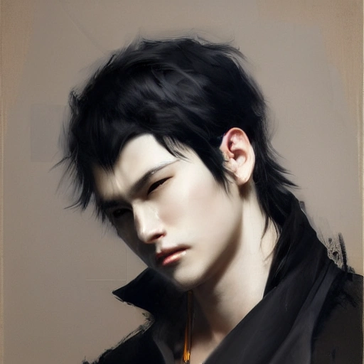 Ruan Jia, night, high-detail human face, realistic, black hair, young, handsome, man, 8K, light and shadow, Japanese style, high-detail upper body, trench coat