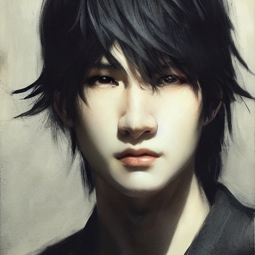 Ruan Jia, night, high-detail human face, realistic, black hair, young, handsome, man, 8K, light and shadow, Japanese style, high-detail upper body, trench coat