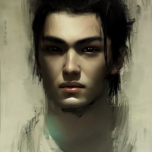 Ruan Jia, night, high-detail human face, realistic, black hair, young, handsome, man, 8K, light and shadow, Japanese style, high-detail upper body, trench coat