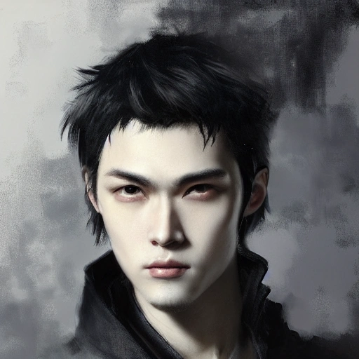 Ruan Jia, night, high-detail human face, realistic, black hair, young, handsome, man, 8K, light and shadow, Japanese style, high-detail upper body, trench coat