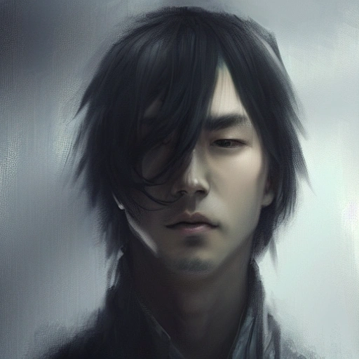 Ruan Jia, night, high-detail human face, realistic, black hair, young, handsome, man, 8K, light and shadow, Japanese style, high-detail upper body, trench coat