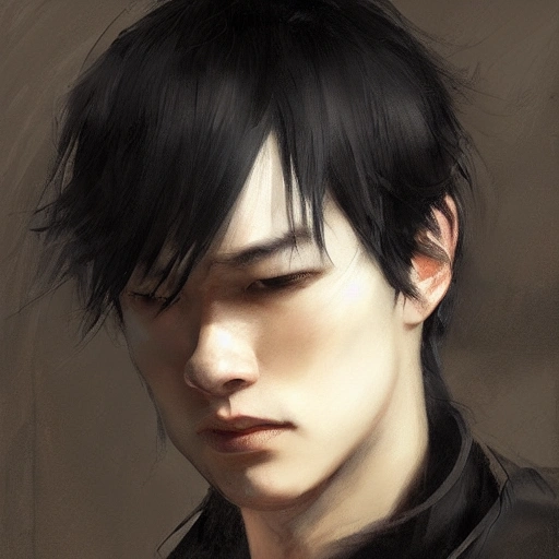 Ruan Jia, night, high-detail human face, realistic, black hair, young, handsome, man, 8K, light and shadow, Japanese style, high-detail upper body, trench coat