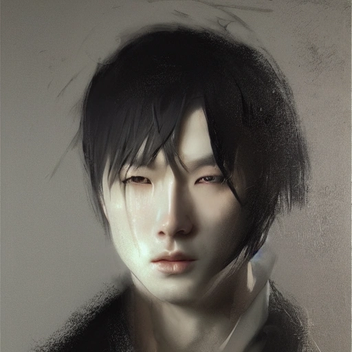 Ruan Jia, night, high-detail human face, realistic, black hair, young, handsome, man, 8K, light and shadow, Japanese style, high-detail upper body, trench coat