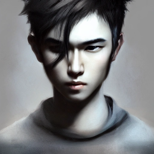 Ruan Jia, night, detailed human face, realistic, black hair young handsome man, 8K, light and shadow, Japanese style, high detail upper body, gray clothes