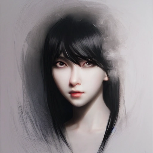 Ruan Jia, night, face details, realistic, young girl with black hair, high-detail symmetrical beautiful eyes, 8K, light and shadow, Japanese style, high-detail upper body, white clothes