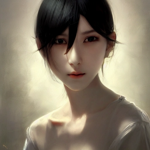 Ruan Jia, night, face details, realistic, young girl with black ...