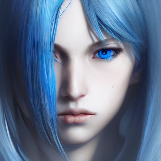 Ruan Jia, night, face details, realistic, blue hair, young beauty, high-detail symmetrical beautiful blue eyes, 8K, light and shadow, Japanese style, high-detail upper body, future clothes