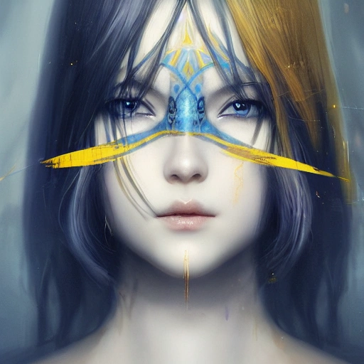 Ruan Jia, night, face details, realistic, blue hair, young beauty, high-detail symmetrical beautiful yellow eyes, 8K, light and shadow, Japanese style, high-detail upper body, future clothes