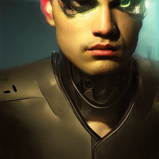 Ruan Jia, night, human face detail, realistic, a man in a robot costume, 8K, light and shadow, high detail upper body, superhero, rendering