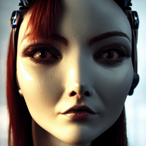 closeup portrait of a robot girl, a porcelain face and head, robotic parts, cyberpunk, cable electric wires, hyperrealistic, fantasy, octane render, intricate, concept art, 8k, professional studio lighting