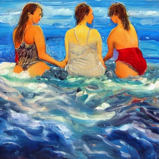  women in the sea
, Oil Painting