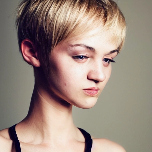 Create a close-up portrait of a 22-year-old girl with an enigmatic expression, focusing on her face and short hair, for use as a mobile wallpaper. The girl should have a unique and interesting appearance, with a short hairstyle that is both contemporary and individualistic, it could be pixie cut, bob, or any other short hairstyle that fits her personality.
She should be shot in a way that captures her natural beauty, with minimal makeup or retouching, allowing her natural features to shine through.
Use a rich and dynamic color palette that gives the image a sense of depth and complexity, while highlighting her hair and facial features, the color of her hair, skin tone and eyes should be captured in a natural way.
The background should be kept simple and out of focus, allowing the girl's face and short hair to be the main focal point. The lighting should be used to accentuate her features, emphasizing the texture and shape of her hair and creating a sense of mystery and intrigue in her gaze. The final image should be optimized for use as a mobile wallpaper, with a resolution suitable for various mobile screen sizes., Cartoon