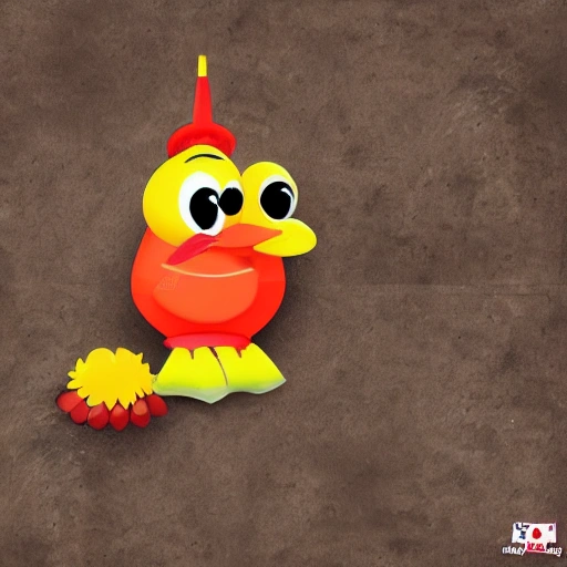 mascota para pollo frito, cartoon, feliz, amarillo, rojo, naraja, pequeño, tierno