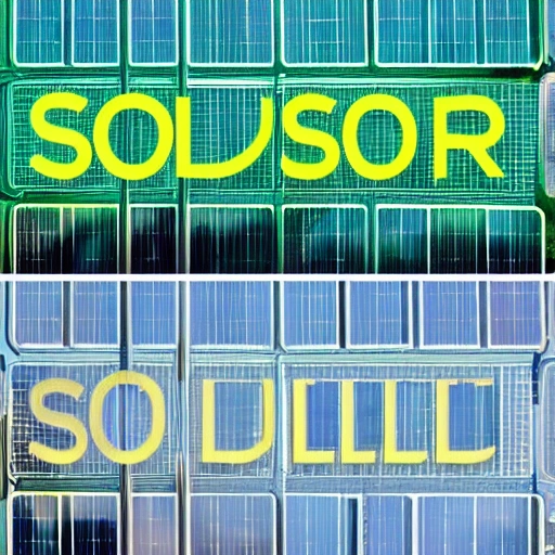 Design a sleek and modern revolutionary logo for a solar installation company that incorporates the imagery of a sun and incorporates the company's name, "Solarteur", in a bold and innovative font. color green yellow blue, Trippy