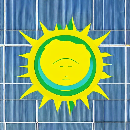 Design a sleek and modern revolutionary logo for a solar installation company that incorporates the imagery of a sun and incorporates the company's name, "Solarteur", in a bold and innovative font. color green yellow blue, Trippy