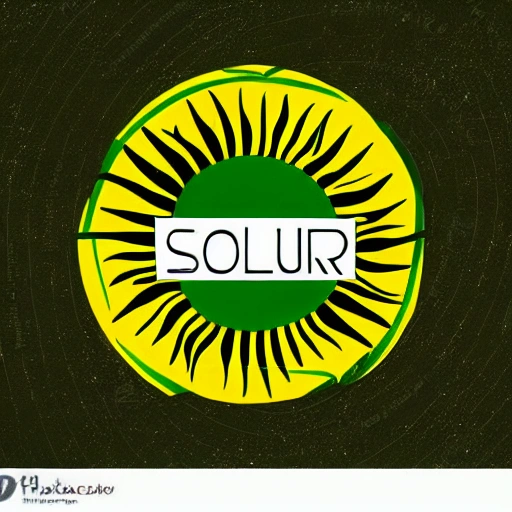 Design a sleek and modern revolutionary logo for a solar installation company that incorporates the imagery of a sun and incorporates the company's name, "Solarteur", in a bold and innovative font. color green yellow blue, Trippy