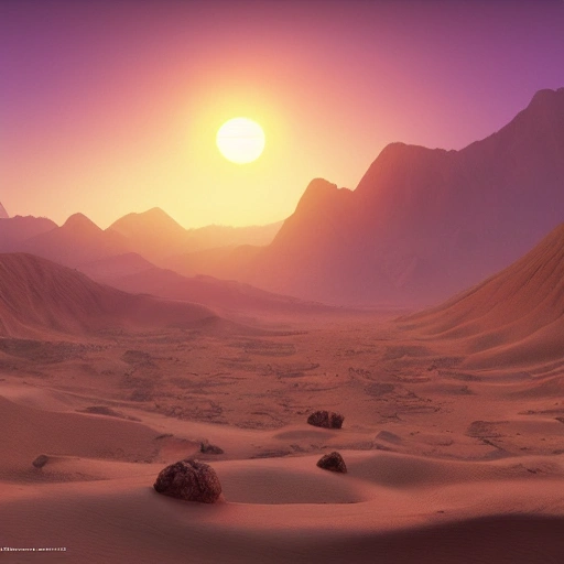 A desert at sunset, matte painting trending on artstation HQ, concept art