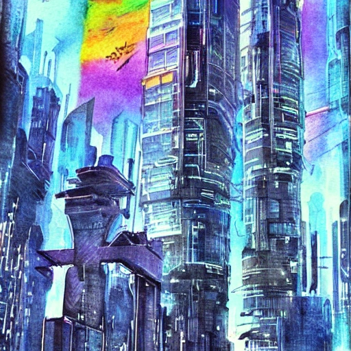 cyberpunk, future, Water Color, Trippy, Trippy, Trippy, Trippy, Trippy