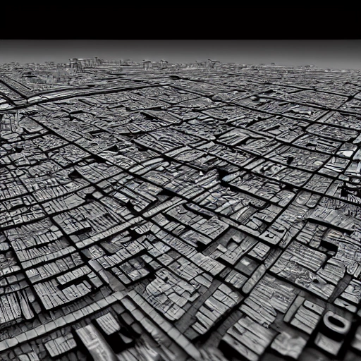 realistic city made of text 